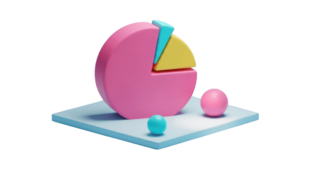 3 d torta grafico con sfere su bianca piattaforma isolato su un' trasparente sfondo dati statistica png
