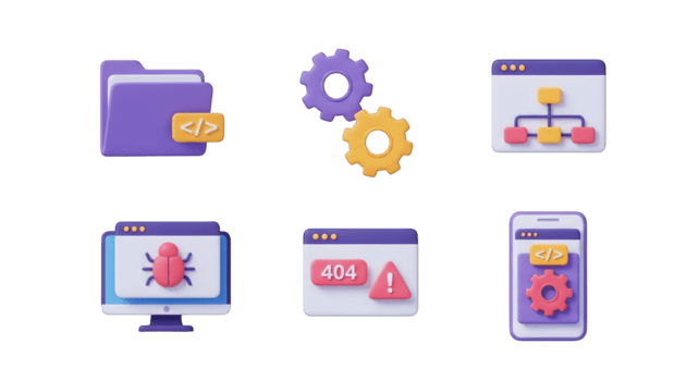 3 d Symbole von Codierung und Entwicklung Konzepte isoliert auf ein transparent Hintergrund Programmierung png