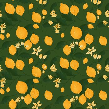 lemon floral pattern design vector