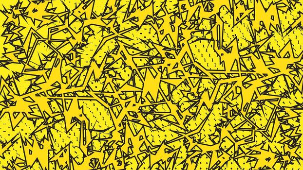 resumen mano dibujado dentado negro línea formas en brillante amarillo caótico sin costura modelo para moderno artístico antecedentes y de moda gráfico diseño proyectos vector