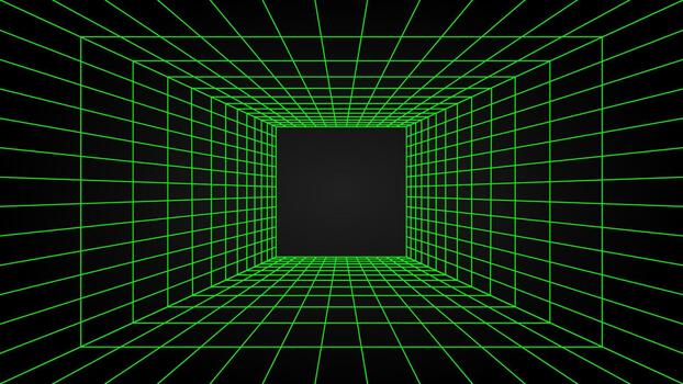 3d wireframe perspective grids room template design illustrations background vector