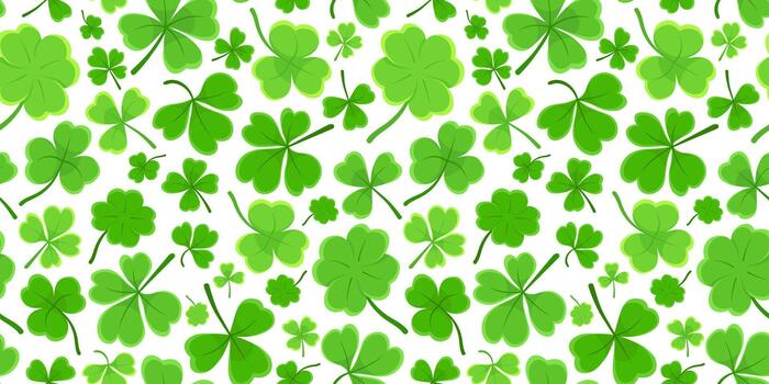 trébol o trébol hoja plano diseño verde sin costura modelo que cae hojas en blanco antecedentes bd. vector