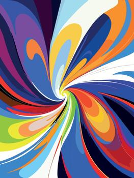 Colorful abstract swirl illustration featuring vibrant hues of blue, red, yellow, and green, creating a dynamic and energetic visual effect with a sense of movement and flow vector