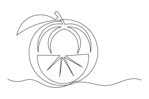 Continuous line drawing of an orange icon minimalist design simple vector