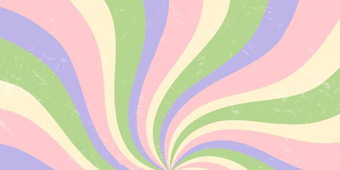 Groovy retro pattern with wavy abstract swirl in pastel colorful tones. Vintage sunshine motif and psychedelic texture create a grungy y2k background. Horizontal orientation perfect for modern art, vector