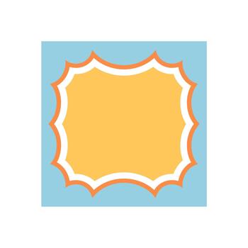 Groovy retro scallop rectangle frame in yellow with bold outline. Fun border shape and aesthetic background give y2k graphic charm. Modern accent for trendy and creative visuals. vector