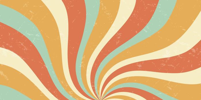 Retro groovy sun burst swirl background with wavy pattern in orange and yellow. sun graphic and sunshine rays merge in a unique y2k aesthetic, evoking a sunshine burst bold grunge visual effect. vector