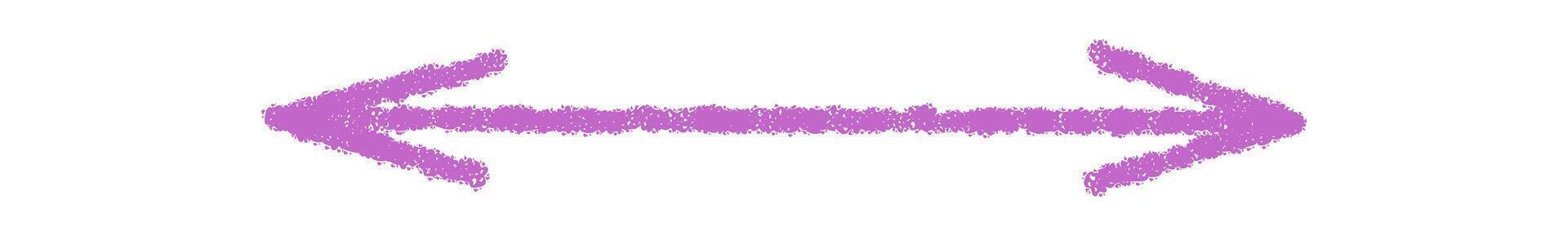 mano dibujado rosado lápiz de color flecha elemento en bosquejo estilo con tiza textura. remolino puntero icono y símbolo firmar, artístico dirección para decorativo utilizar o aislado firmar concepto. vector