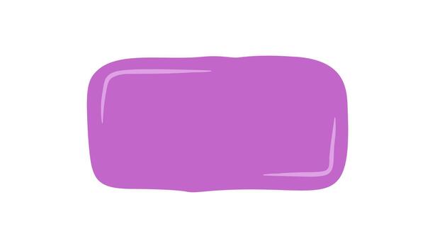 Organic rectangle patch in hand drawn doodle style with fluid purple shape. Irregular squiggle form creates background badge, perfect as abstract text blob or modern label element. vector