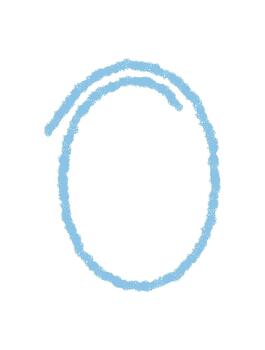 Blue crayon frame with chalk outline creates a handdrawn oval shape. Scribble pastel texture and highlight circle form serve as a graphic text element, ideal for background or card template. vector