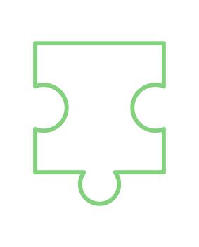 plano verde rompecabezas rompecabezas pedazo silueta en minimalista estilo. rompecabezas elemento con contorno diseño para juego de mesa y pasatiempo conceptos. Perfecto para ocio, jugar, y educativo propósitos. vector