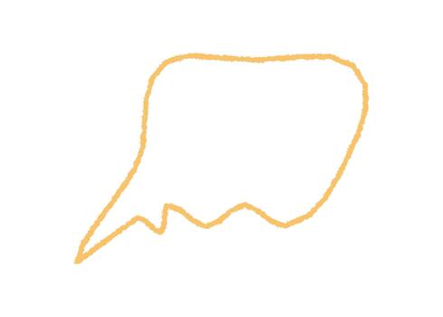 Hand drawn squiggle crayon speech bubble in sketch style. Orange contour creates a circle inspired textbox for chat or talk concepts. Graphic outline shape for comment or communication message. vector