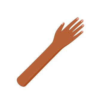 Open human hand in flat cartoon graphic style. Diverse gesture with ethnic and multicultural elements. Symbol of solidarity and equality, suitable for social concepts or creative projects. vector