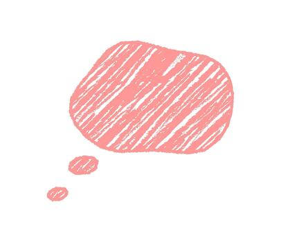 Crayon squiggle speech bubble sketch in diagonal style forms a fluid pink balloon. Chat and talk shape with a scribble graphic creates unique thought element, irregular and playful, ideal for vector