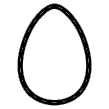 Egg teardrop road loop icon, black track with dashed lane markings design vector