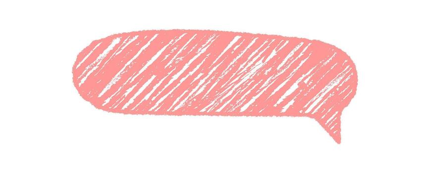 rosado lápiz de color bosquejo orgánico charla burbuja con un diagonal Escribiendo textura. oval y rectángulo forma formas un habla burbuja para comunicación. gráfico elemento trae gratis y artístico mensaje estilo. vector