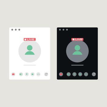 Live Call and Chat Window UI Template in Light and Dark Mode vector