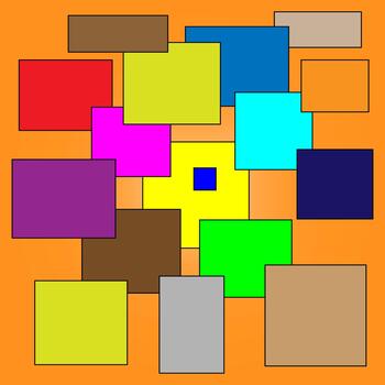 Abstract color composition. Overlapping rectangle shapes. Bright artwork. Orange background detail. vector