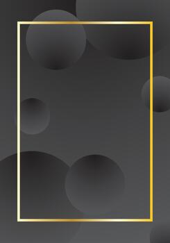 Golden square frame on black background with circles vector