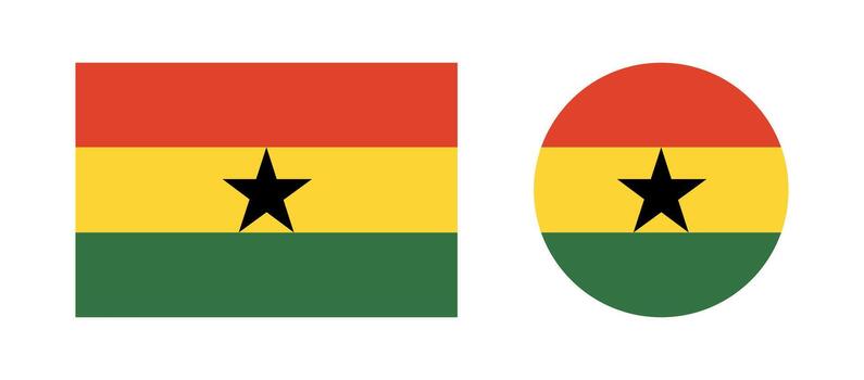 conjunto de redondo, rectangular botones bandera de Ghana. nacional Ghana bandera círculo, rectángulo insignias Ghana bandera iconos vector