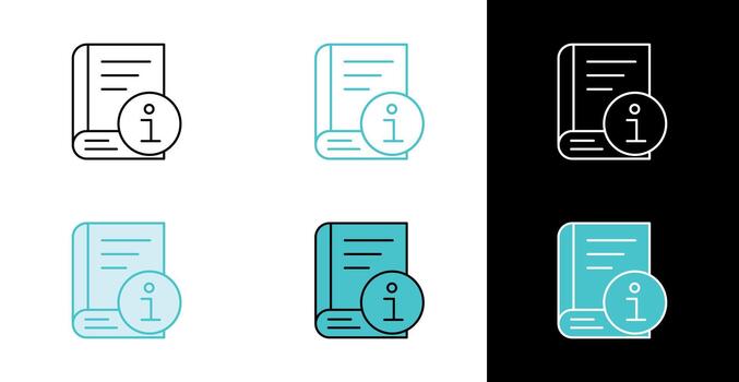 libro con informacion símbolo icono para usuario asistencia y referencia biblioteca en línea y llenar estilo vector