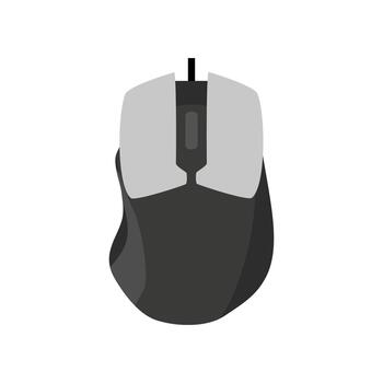 A black computer mouse with a silver and grey trim vector
