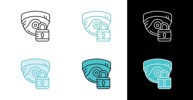 cctv cámara y candado seguridad icono para datos proteccion y vigilancia en línea y llenar estilo vector