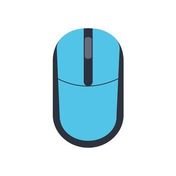 A blue computer mouse with a black handle vector