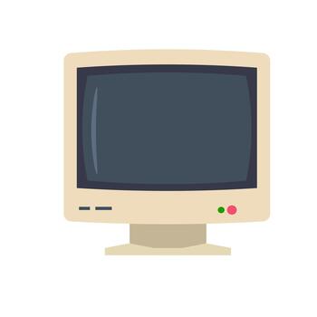 A computer monitor with a black screen and a red button on the right side vector