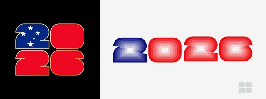 año 2026 con bandera de Samoa y en color paladar de Samoa bandera. contento nuevo año 2026 en dos diferente estilo. vector