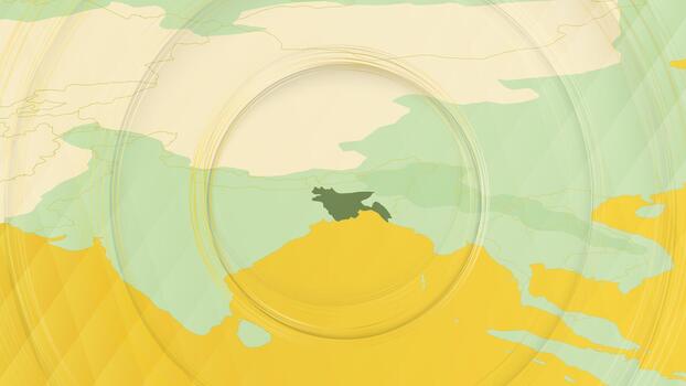 resumen mapa de Bangladesh y rodeando regiones con circular patrones. vector