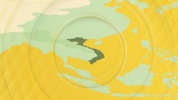 Abstract Map of Vietnam and Surrounding Regions with Circular Patterns. vector