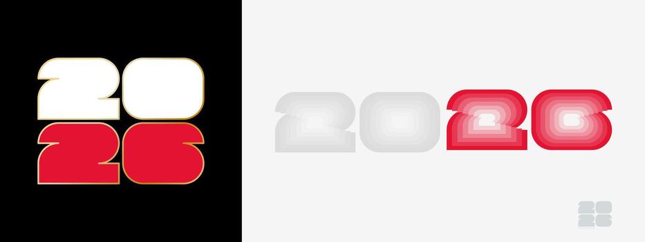 Year 2026 with flag of Poland and in color palate of Poland flag. Happy New Year 2026 in two different style. vector
