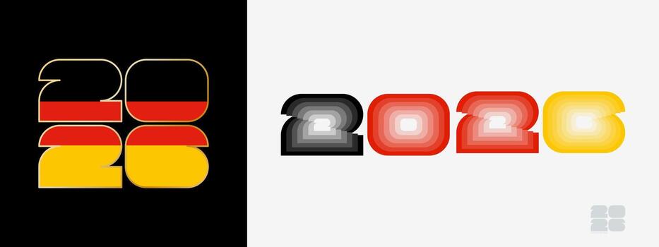 Year 2026 with flag of Germany and in color palate of Germany flag. Happy New Year 2026 in two different style. vector