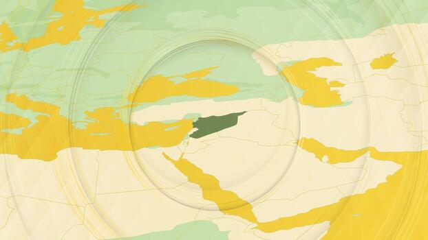 resumen mapa de Siria y rodeando regiones con circular patrones. vector