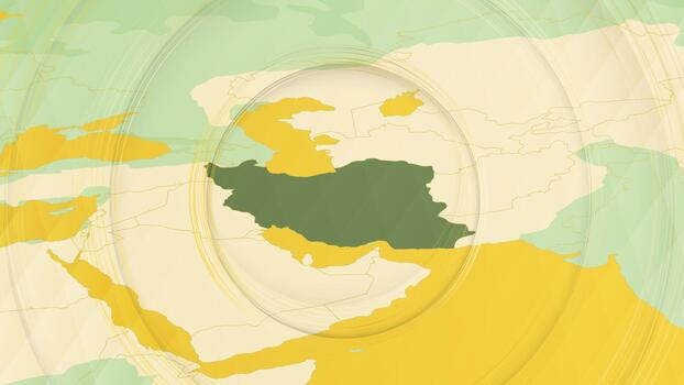 Abstract Map of Iran and Surrounding Regions with Circular Patterns. vector