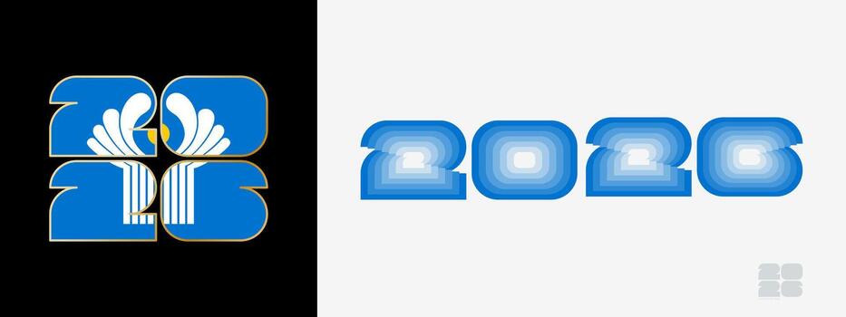 año 2026 con bandera de cis y en color paladar de cis bandera. contento nuevo año 2026 en dos diferente estilo. vector