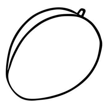 Minimalist illustration of a single ripe mango with a simple outline and a subtle stem, perfect for clean design projects. vector