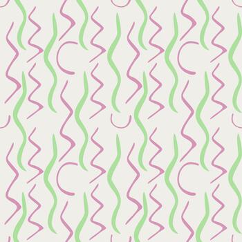 sin costura resumen modelo de fluido pastel verde y rosado ondulado líneas con agudo zigzags en un nube bailarín antecedentes. vector