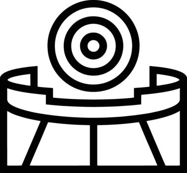 Black concentric circles above a curved podium with supporting pillars target bullseye vector