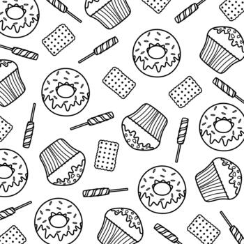 cake pattern in line art style vector