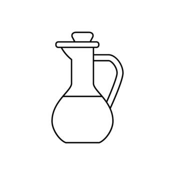 Line drawing of a carafe with a handle and lid containing liquid, isolated on a white background vector