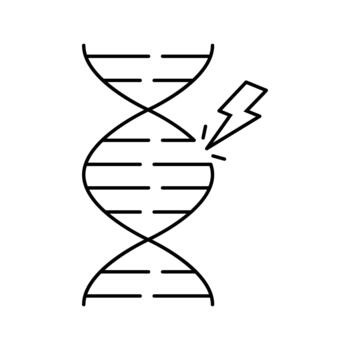 dna double helix with lightning bolt representing genetic damage or mutation icon vector
