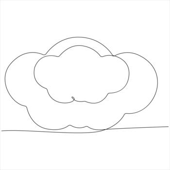 continuo uno línea dibujo de dos nubes vector
