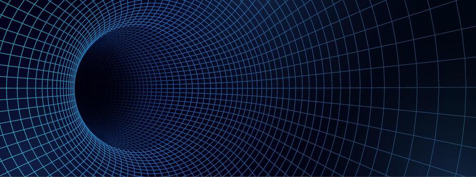 Futuristic Digital Tunnel Grid Background With Dynamic Lines And Depth. Digital Grids For Technology Designs. Blue Hi Tech Futuristic Patterns. Illustration vector