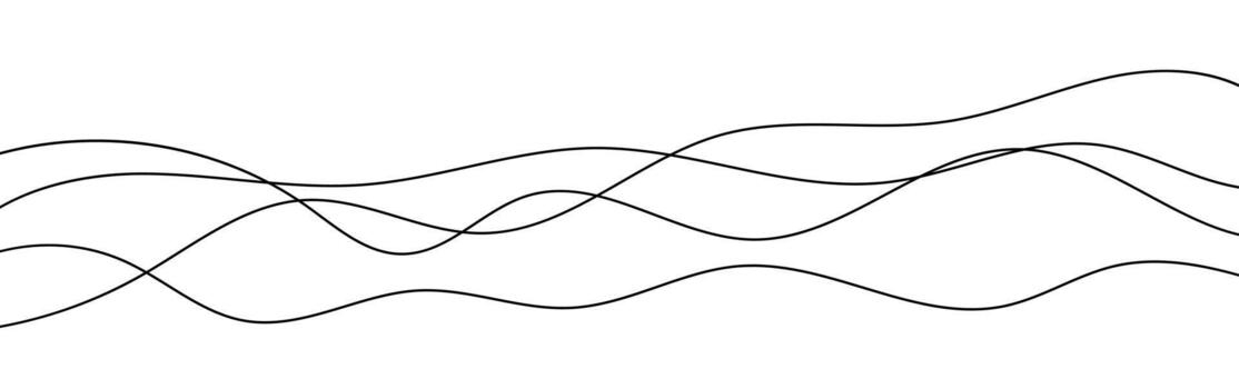 Tangled abstract thread lines, minimalist wavy and twisted stroke ornament, hand drawn background design vector