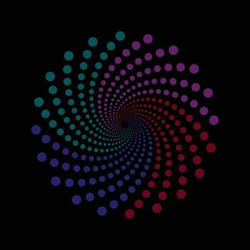 a circular pattern of dots on a black background vector