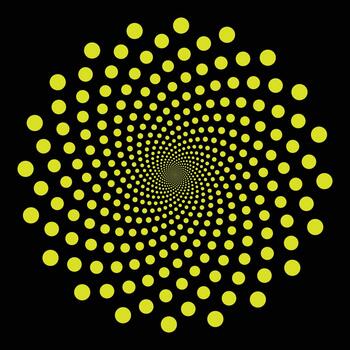 a circular pattern of yellow dots on a black background vector