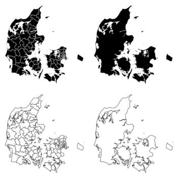 Denmark Outline and Solid Fill Map Set. vector