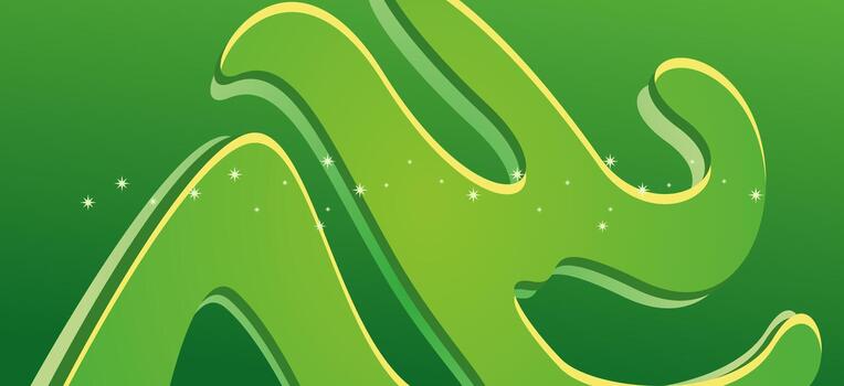 Vibrant green abstract background featuring smooth flowing wavy lines and subtle star elements, perfect for modern designs and presentations. vector